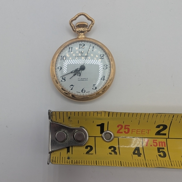 Catorex Swiss 17 Jewels Gold Plated Pocket Watch Open Face - Picture 4 of 6